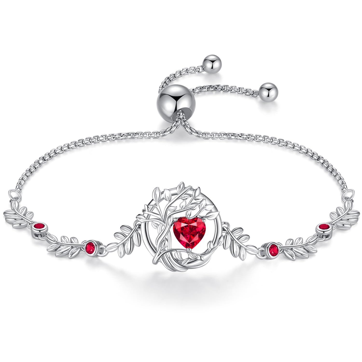 ブレスレット レディース 7月 誕生石 ルビー 生命の樹 モチーフ プラチナメッキ シルバー 925 魔除け お守り ジュエリー アクセサリー 誕生日 クリスマ...