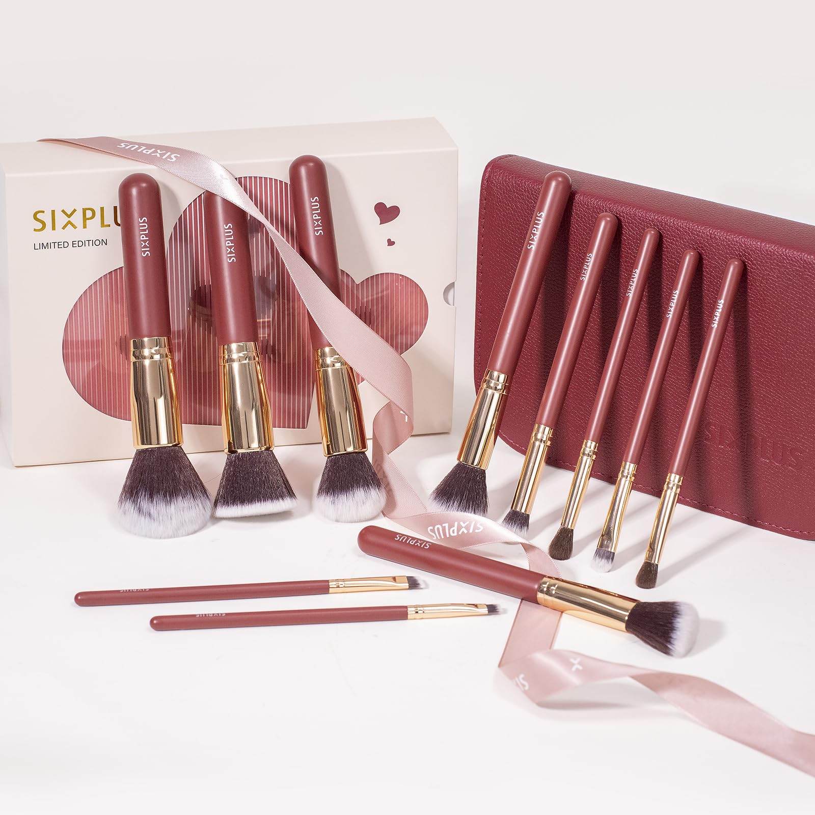 SIXPLUS シックスプラス 11本メイクブラシセット 貴族ゴールド クラシックシリーズ メイクブラシ 化粧ブラシ エレガンス 柔らかい 化粧ポーチ付き ワインレッド renew06-10011273 RENEW サンプル画像3