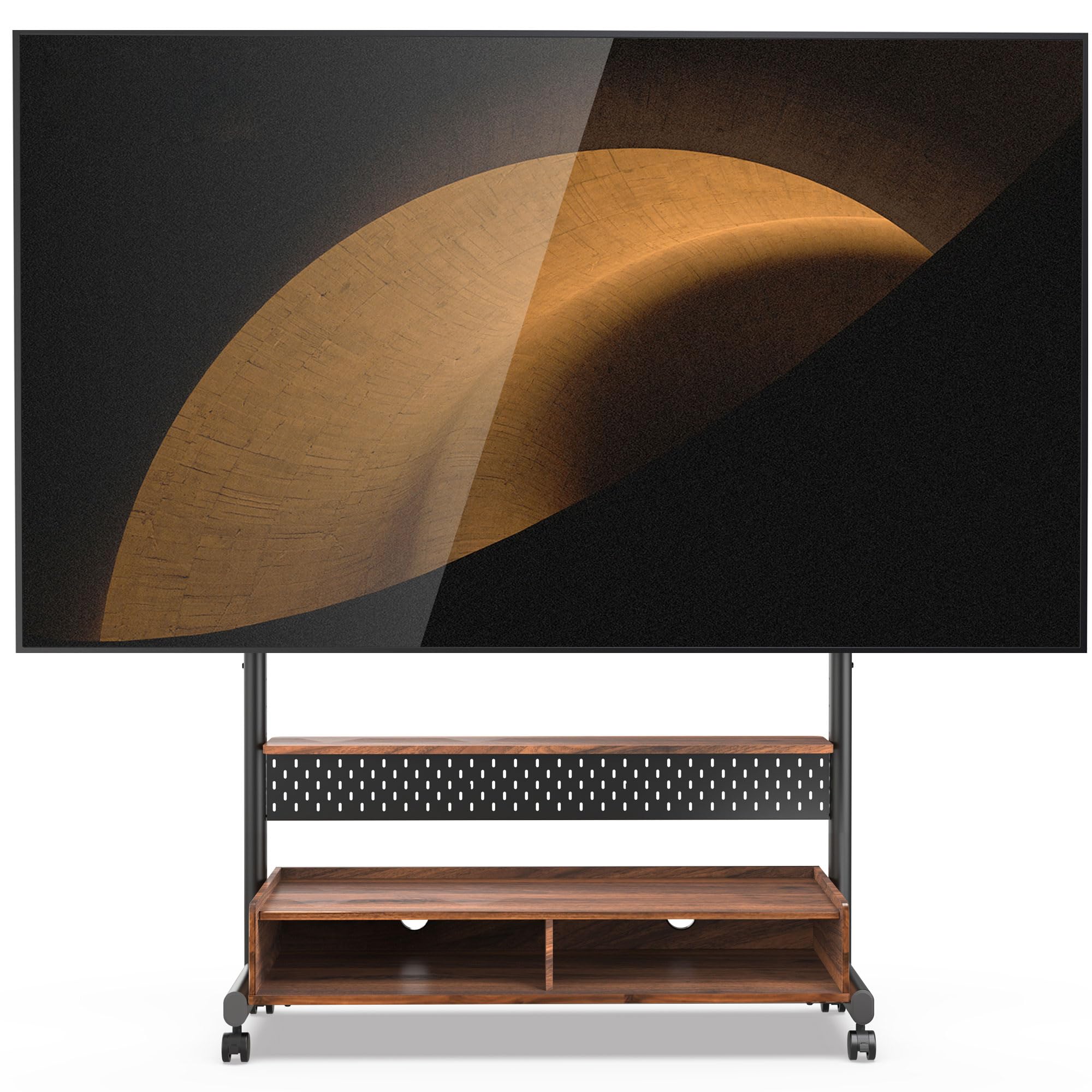 楽天RENEWFITUEYES テレビスタンド Kシリーズ テレビ台 マウント付き 移動式 60・100インチ 大型テレビに対応 耐荷重80kg 有孔ボード付き 高さ調節可能 大容量収納 安定性よい 木製 ウォールナット K-A211001WD