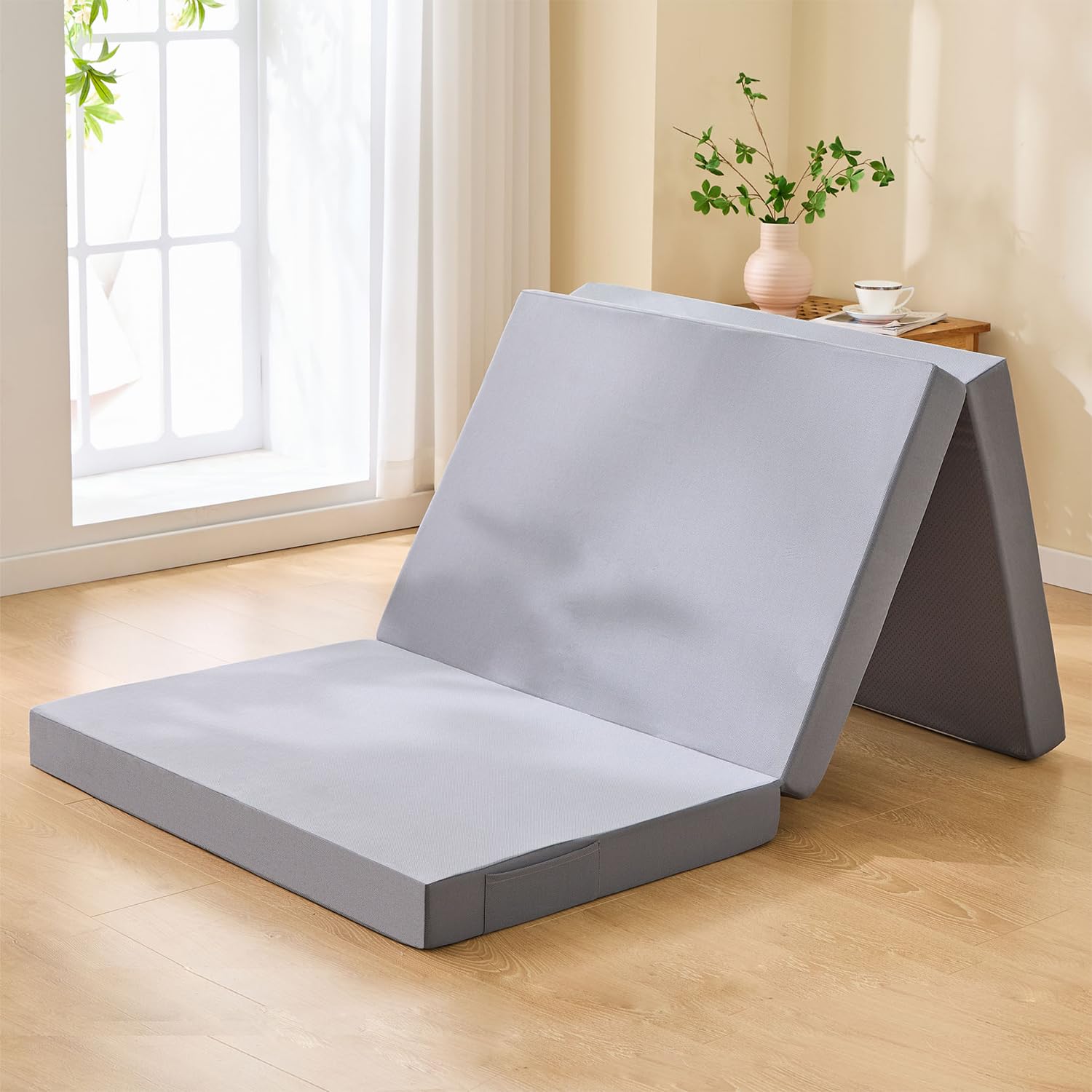 aicomri マットレス シングル 3つ折り 極厚10 cm 高反発 折り畳みマットレス 滑り止め付加工 洗えるカバー 通気 マットレス 折りたたみ 防ダニ防臭 体圧分散 ウレタン ベッドマット サイドポケット付き