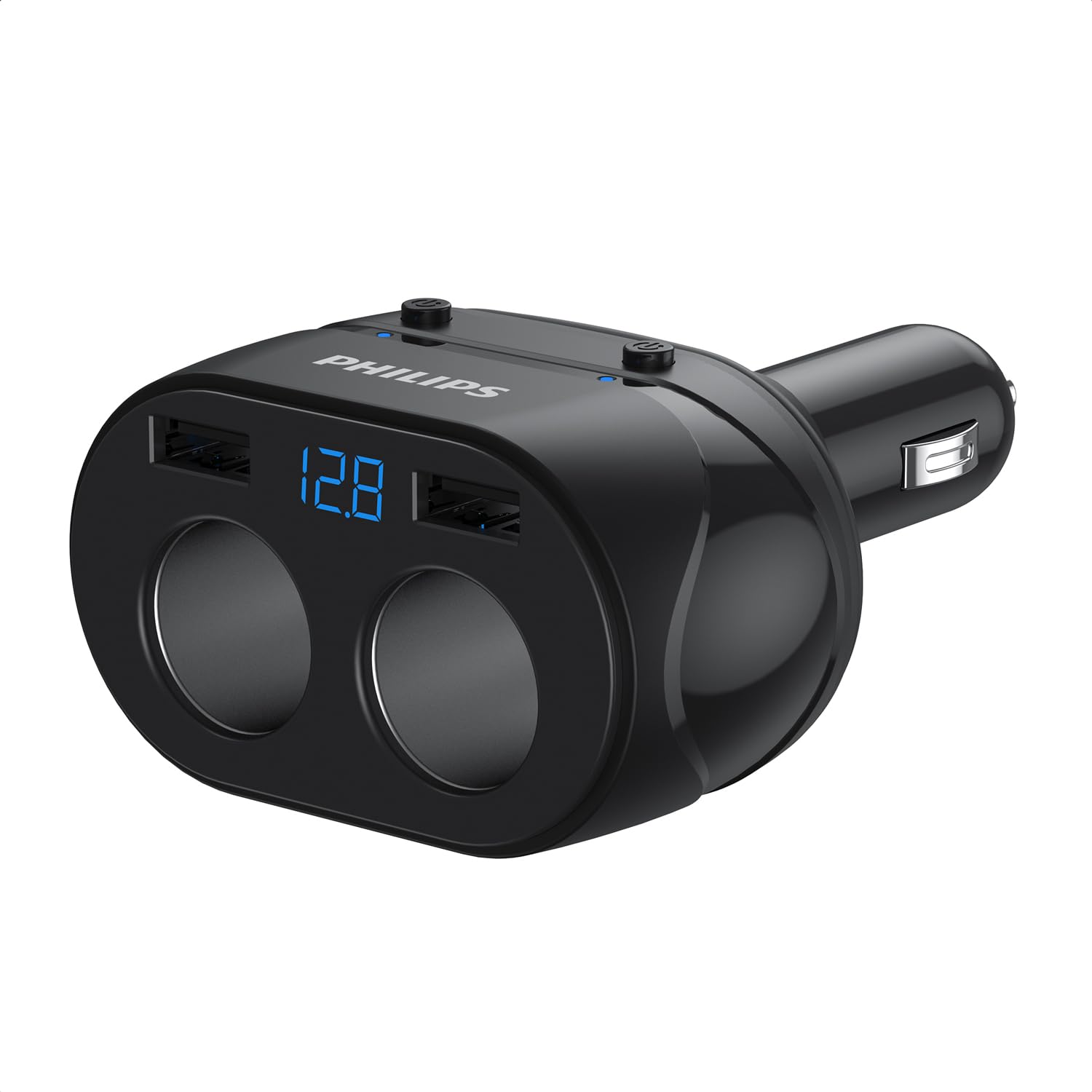 Philips (フィリップス) シガーソケット分配器 USB-A×2 シガーソケット×2 急速充電 ドラレコGPSなどの..