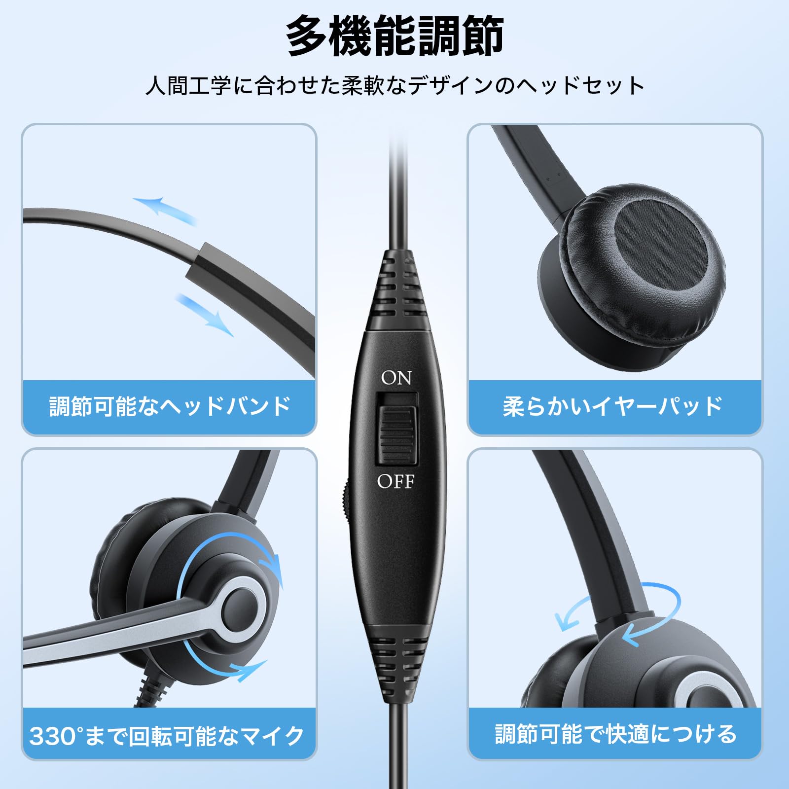 Wantek 電話機用ヘッドセット片耳 RJ9...の紹介画像3