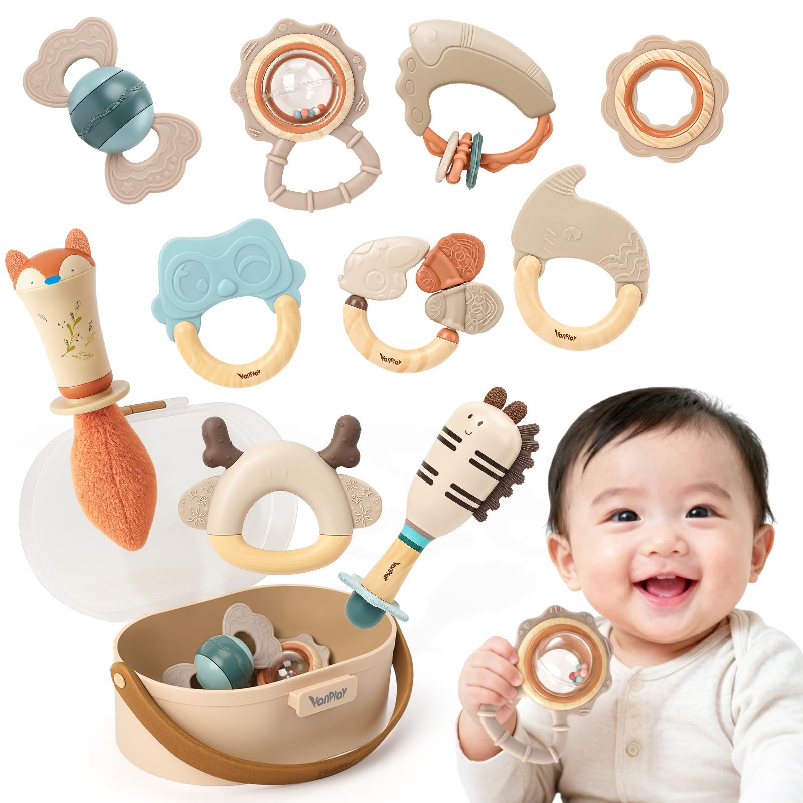 赤ちゃん おもちゃ 0歳 がらがら ラトル 歯固め 赤ちゃん 出産祝い 男の子 女の子 新生児 おもちゃ 3ヶ月 6ヶ月 9ヶ月 1歳 ベビーグッズ 誕生日 ク...