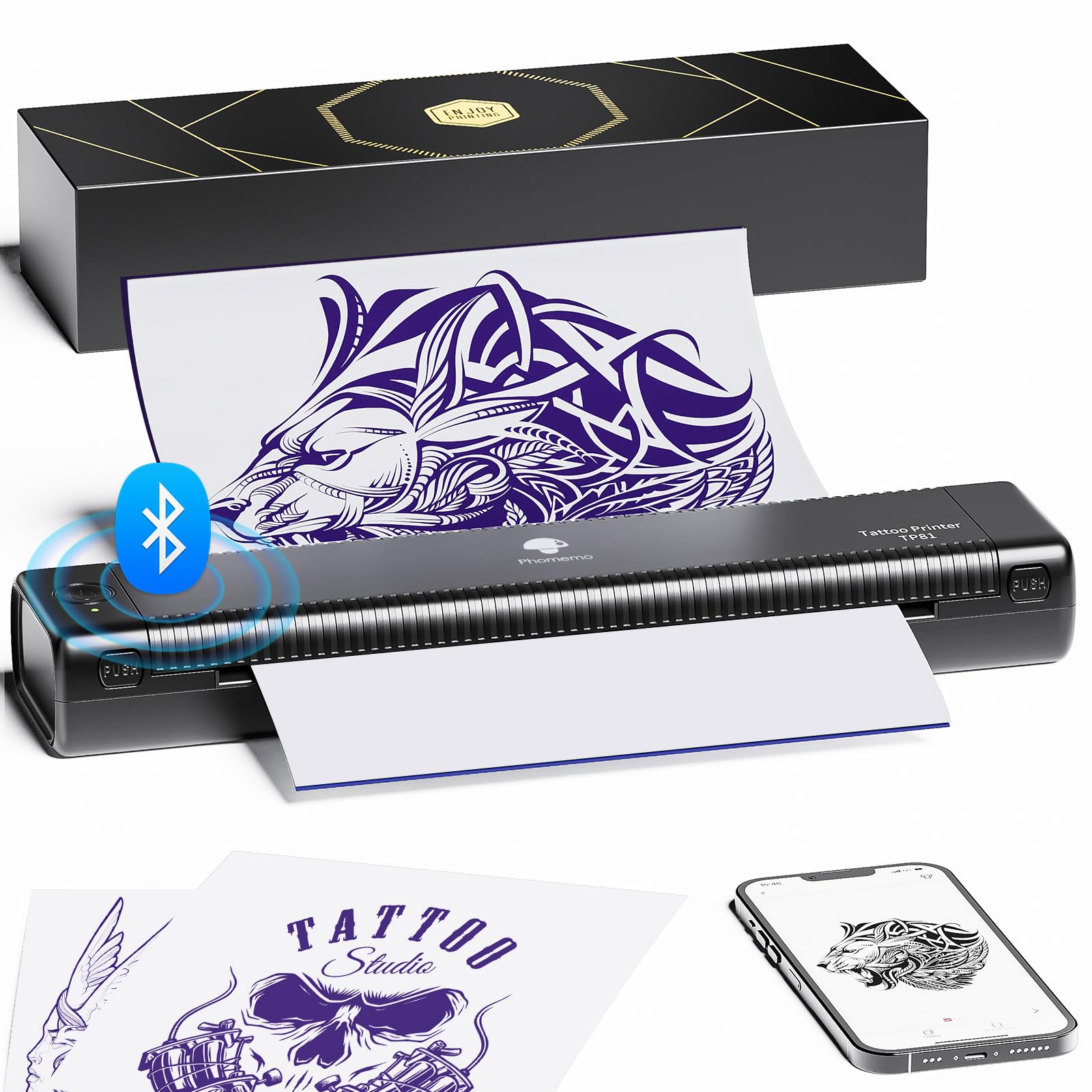 Phomemo TP81 tattoo printer タトゥー用紙10枚付属 タトゥープリンター タトゥーマシン 転写機 モバイ..