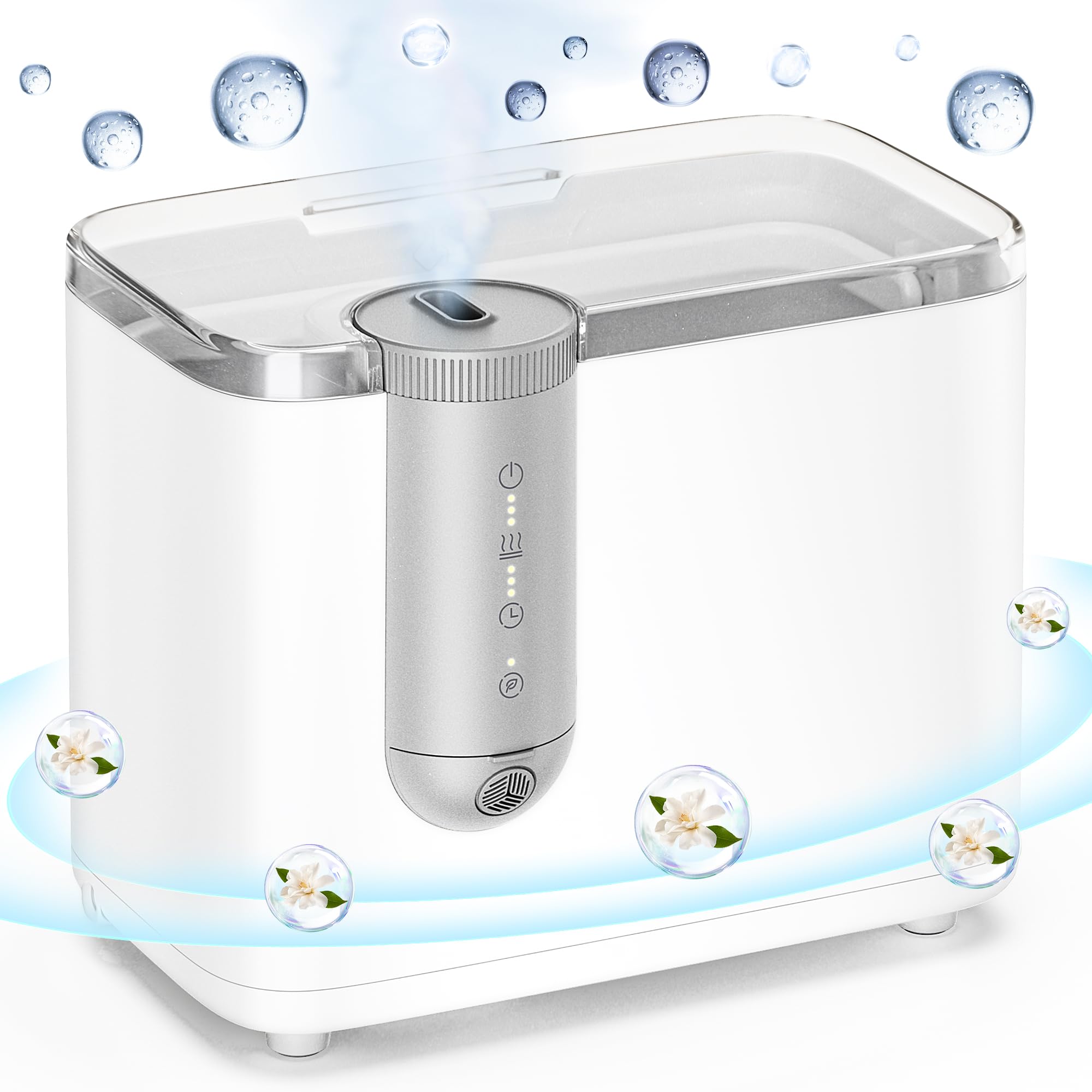 加湿器 卓上 大容量 4.5L 超音波式 【除菌＆パワフル加湿】 3段階の加湿量 タイマー付き 空焚き防止 アロマ・次亜塩素酸水対応 静音 省エネ 乾燥対策 お手入れ簡単 寝室/オフィス/家庭用 (Gray)のサムネイル