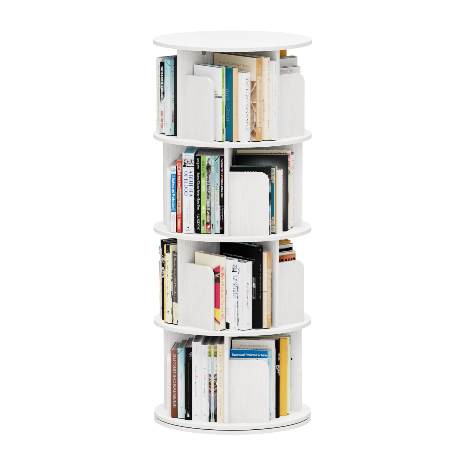 kukeimaru本棚 回転式本棚 4段 直径40CM*高さ128CM 漫画 絵本棚 子供本棚 CD棚 ラック 大容量 省スペー..