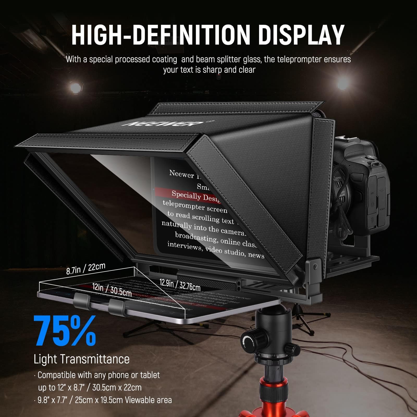 NEEWER X12 14インチ テレプロンプター アルミニウム合金製 iPad タブレット スマートフォン DSLRカメラに対 renew06-10024144 RENEW サンプル画像3