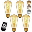 LVWIT フィラメント電球 20W形相当 E26口金 LED電球 螺旋フィラメント 300LM 調光 調色 リモコン付き LEDランプ 茶色 消費電力4.5W...