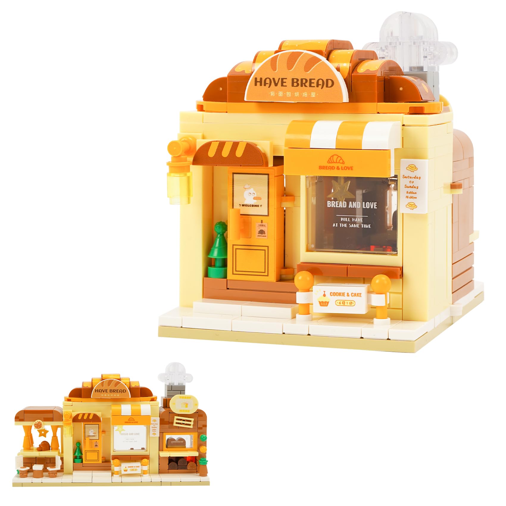 Oichy ブロック かわいいお店 おもちゃ ブロックセット 柴犬 お菓子 パン屋 カフェ Creative Shop 組立..