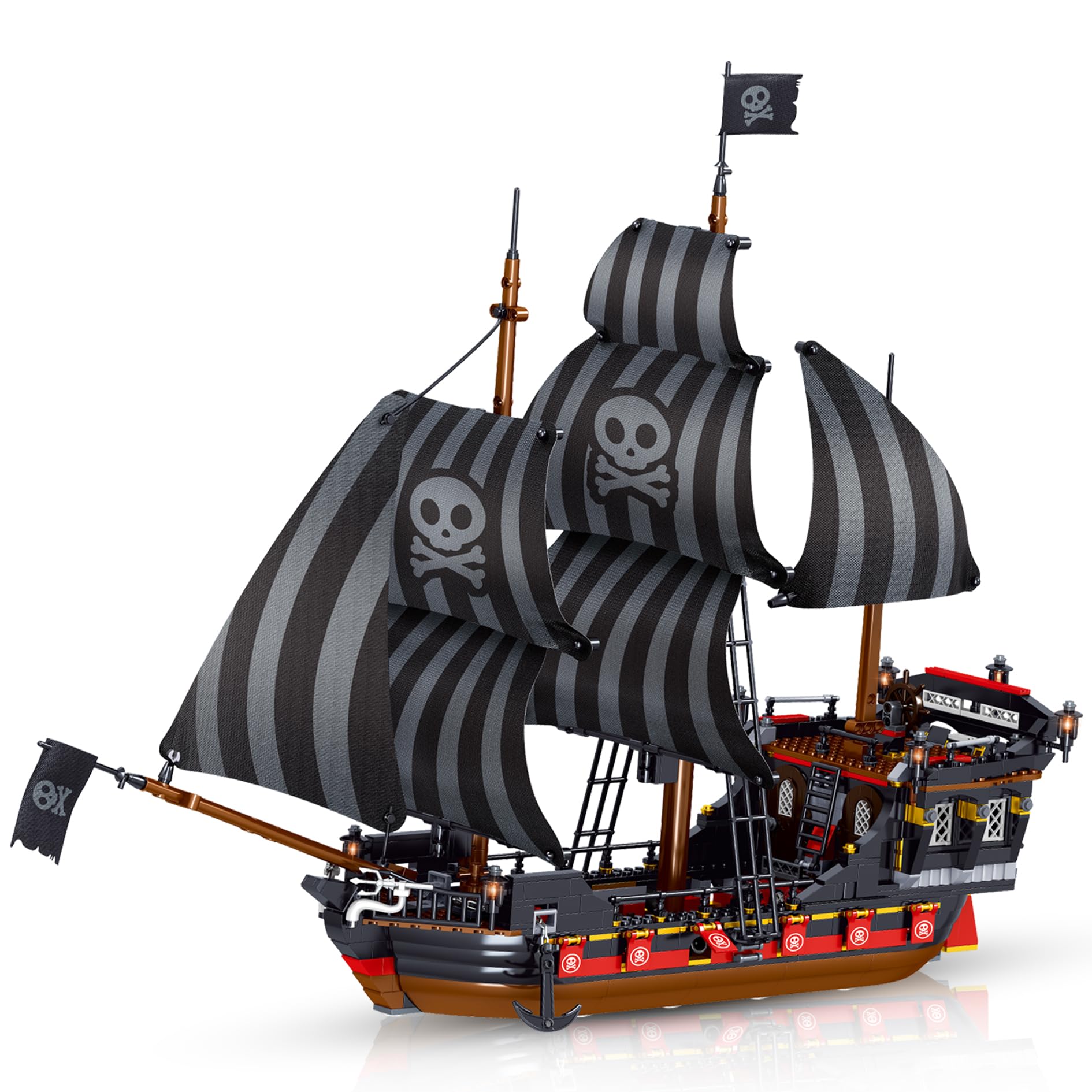 Hallisun ブロックセット 建物 船 海賊船 模型 組み立て ミニチュア おもちゃ 互換性 レギュラーサイズ レンガブリック 大人 子供 向け 男の子 女...