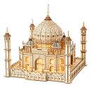 Hallisun 3D木製パズル タージマハル 木製モデル LEDライト付き インド 建物 ビルディング 立体パズル クラフト 手芸 DIY 機械式 組み立てキ...