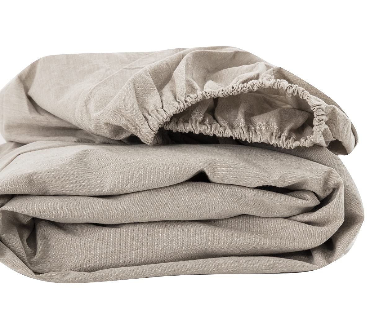 ボックスシーツ クイーン オーガニックコットン マチ30cm 洗いざらしの綿100% ベッドシーツ BOXシーツ 防ダニ ベージュ