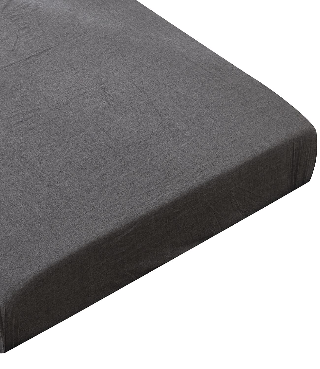 ボックスシーツ クイーン オーガニックコットン マチ30cm 洗いざらしの綿100% ベッドシーツ BOXシーツ 防ダニ チャコールグレー