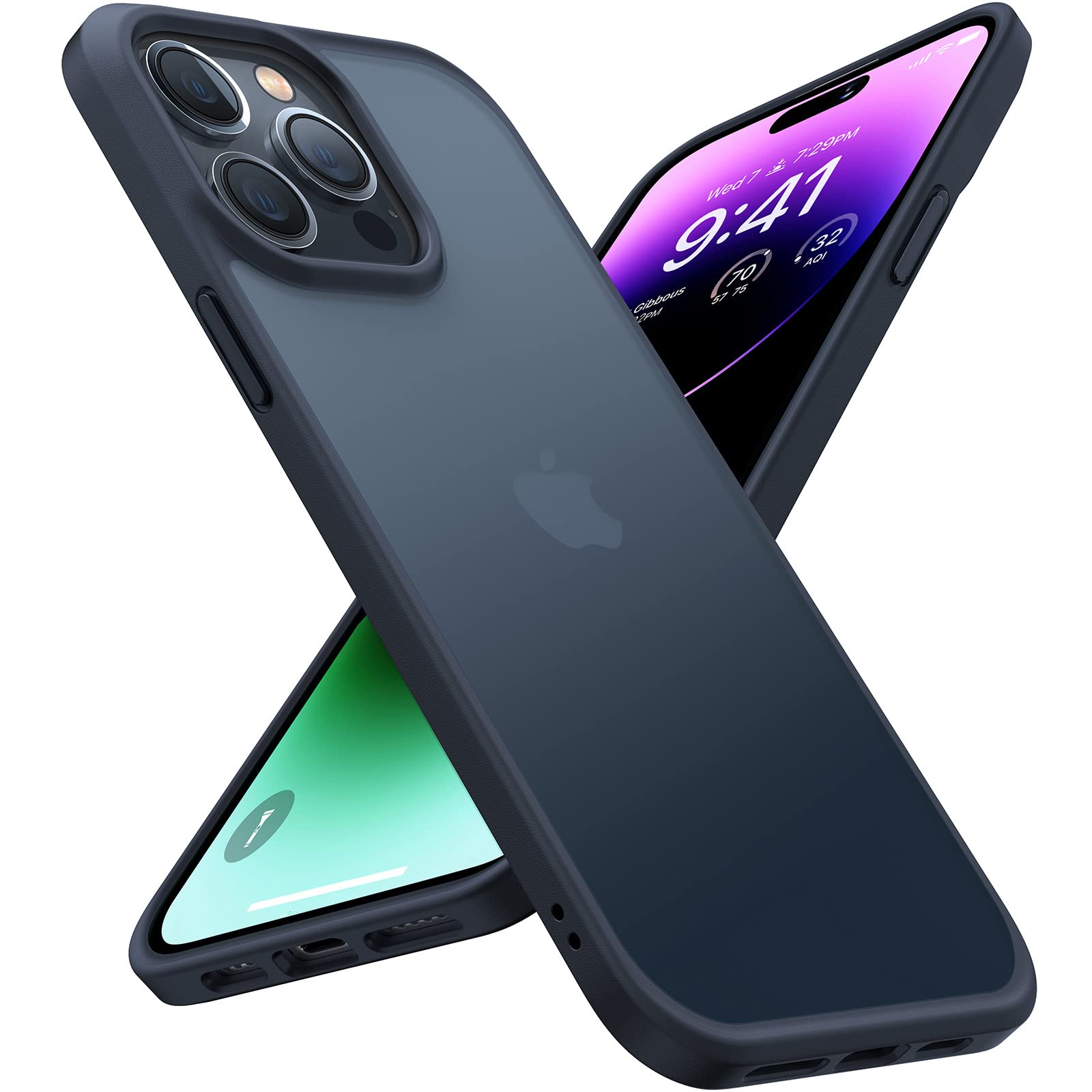 【米軍耐衝撃・無黄変】TORRAS iPhone14Pro 用 ケース 米軍規格 2.24M落下認証 半透明 黄ばみなし 指紋防止 マット感 ストラップホール付き レンズ保護 アイフォン14Pro 用 カバー ブラック Guardian