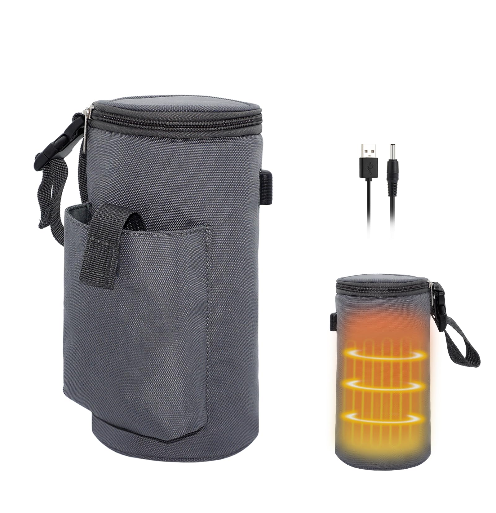 ZenCT 水筒カバー 保温保冷 ヒーター内蔵 500ml対応 ペットボトルカバー ボトルケース USB給電式 22x11..