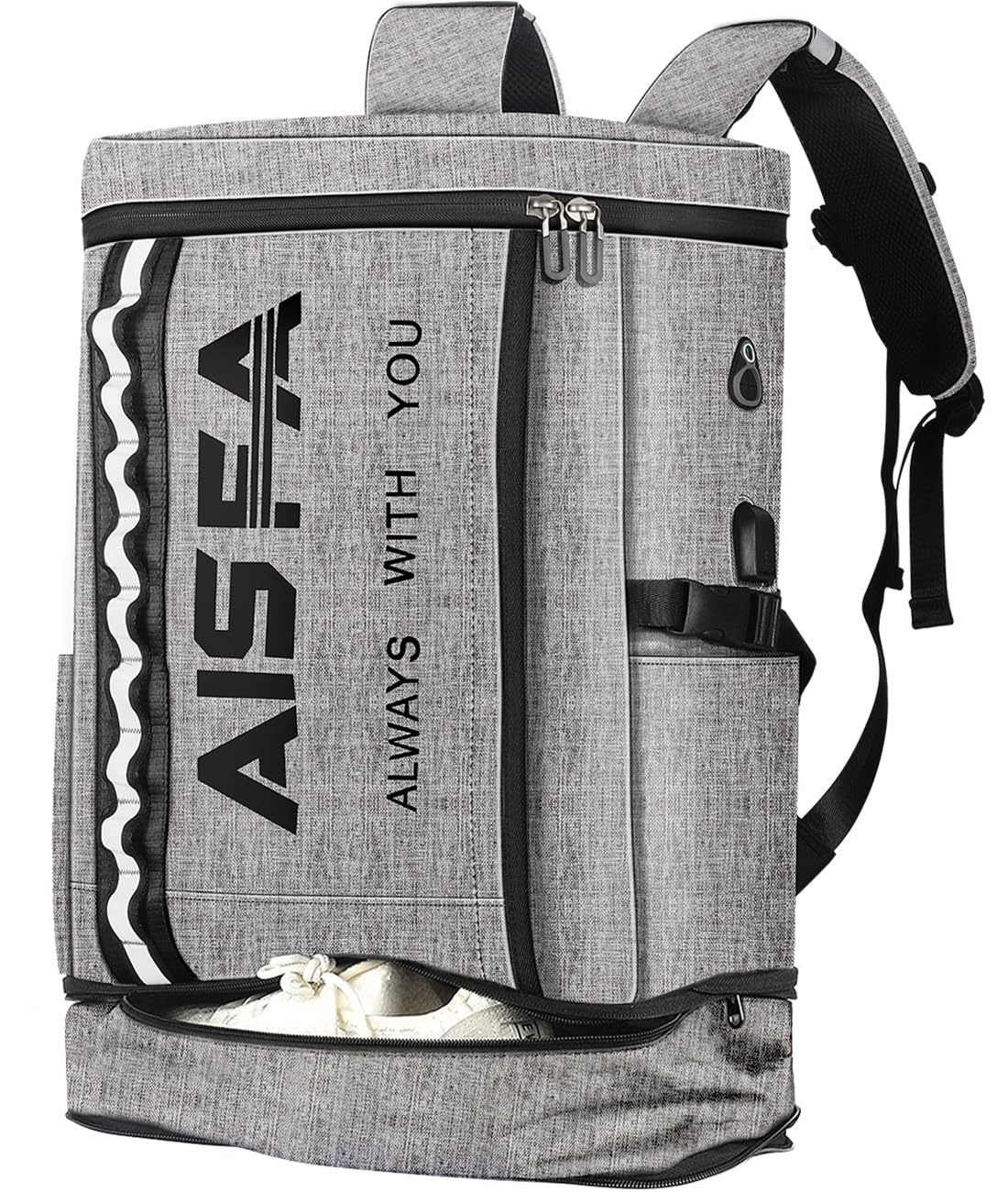 楽天RENEW[AISFA] リュック メンズ リュックサック スクエア バックパック 防水17インチ PC ビジネス ラップトップバック USB充電ポート付き 30L アウトドア旅行防災 通勤 靴/弁当収納 （グレー#2）