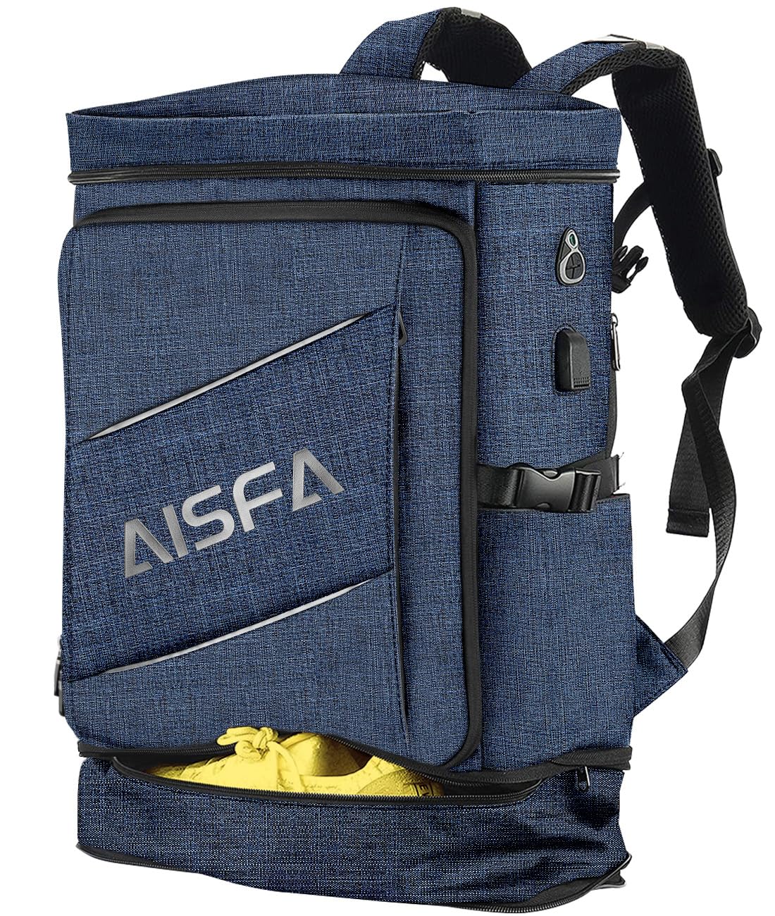 楽天RENEW[AISFA] リュック メンズ リュックサック ビジネスリュック スクエア バックパック 17インチ PC ビジネス 30L 大容量 USB充電ポート付き アウトドア 旅行 登山 通勤 通学 大学生 靴/弁当収納 （ブルー）