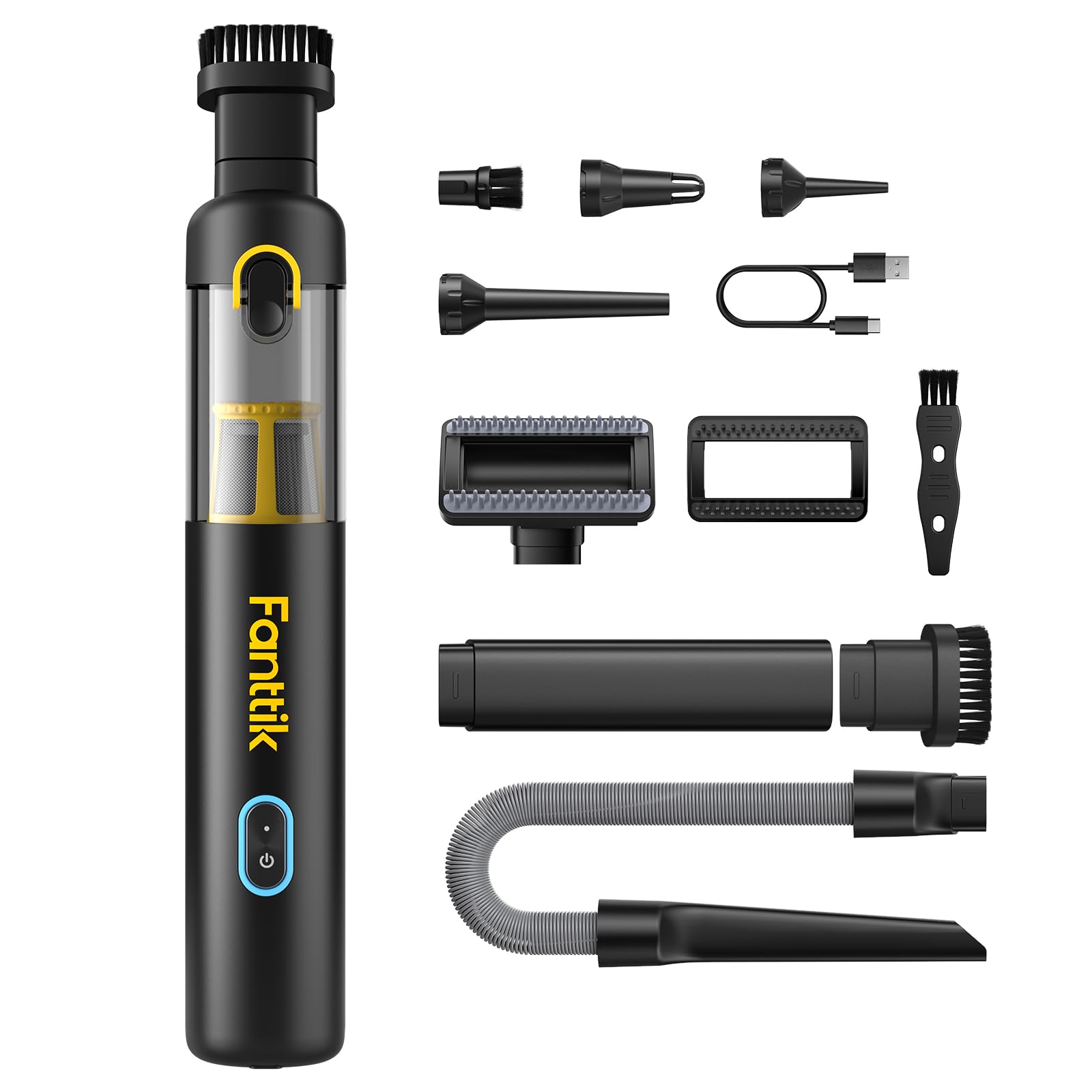 Fanttik Slim V8 Apex ハンディクリーナー 車用掃除機 19000Pa 強力吸引 4in1 多機能 吸い込み 吹き飛ばし両用 軽量 40分間連続稼働 急速充電 Type-C ハンディ掃除機 車 家庭 キーボード