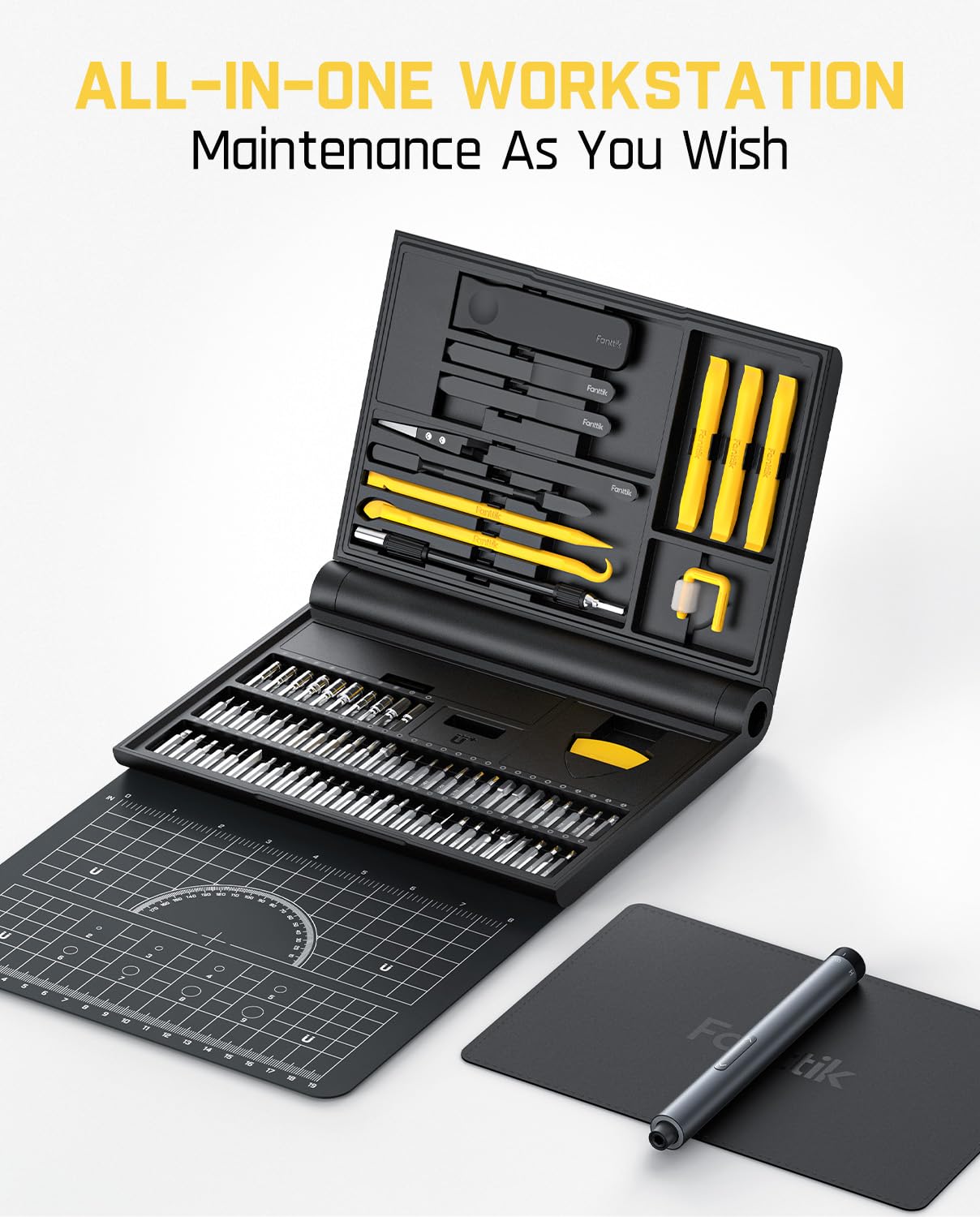 Fanttik E1 NEX Workstation 電動精密ドライバーセット 精密機器修理作業台 12種類 64本磁気ビット 工具セット 3段トルク 3N.m スマホ メガネ ゲーム機 ガジェット オールインワン メンテナンス 整備工具セット renew06-10020781 RENEW サンプル画像2