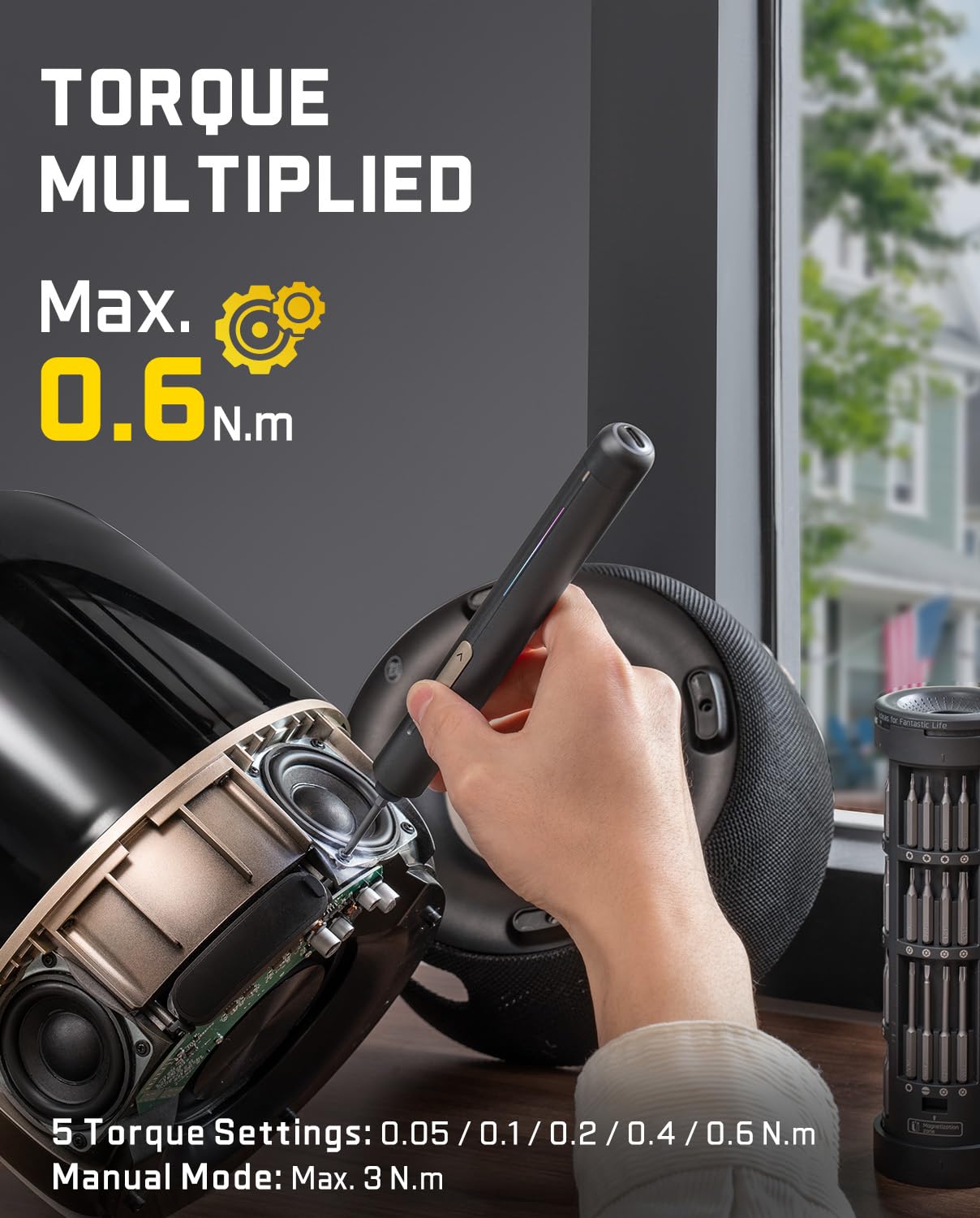 Fanttik E2 Ultra 電動精密ドライバー ミニドライバー コードレス 0.6N.m 5段精密トルク マグネットビット 50本 5/32インチ 六角 充電式 磁気収納ケース ガジェット スマホ カメラ 修理工具 メンテナンス道具 renew06-10020782 RENEW サンプル画像2