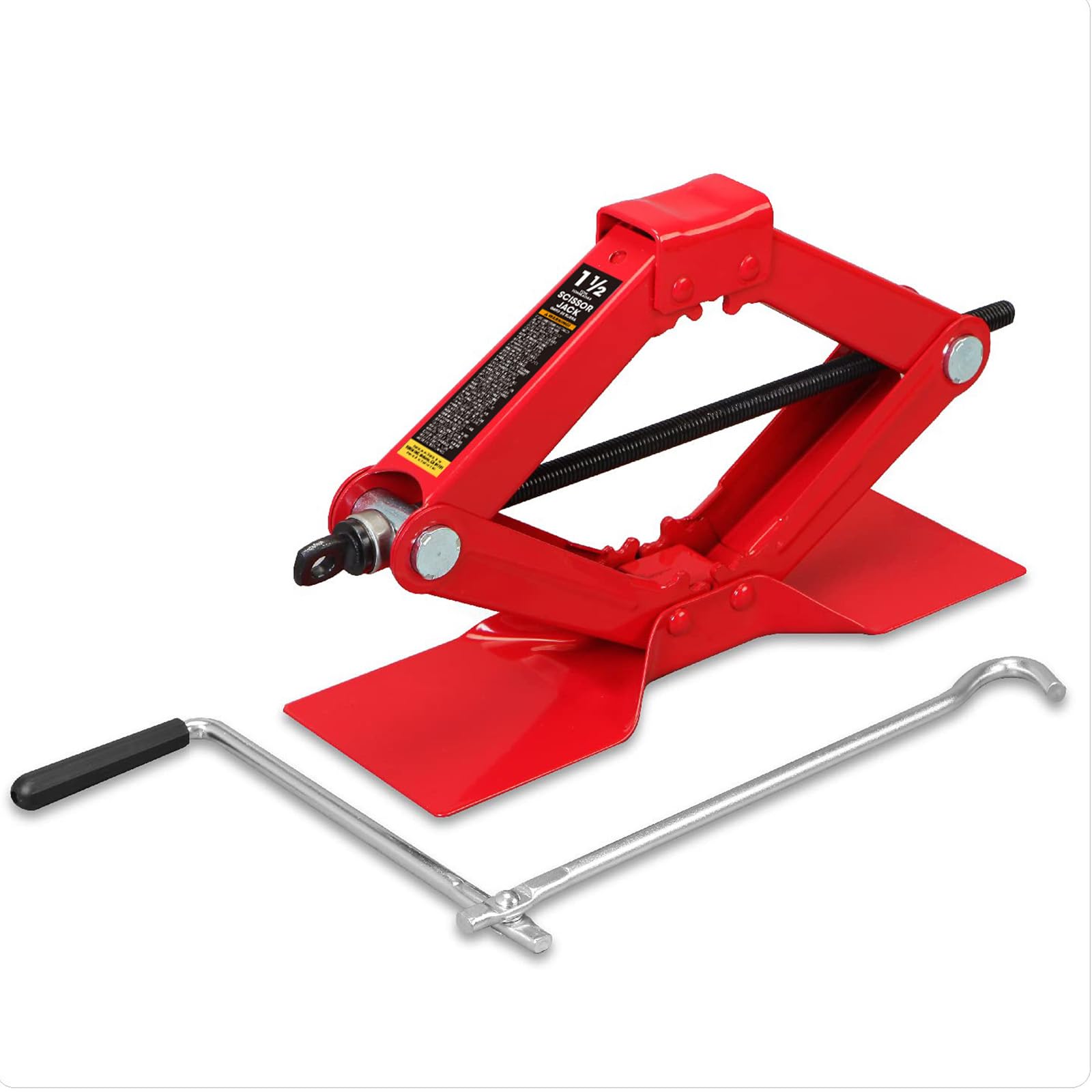 BIG RED 乗用車 車用パンタジャッキ 1.5t 機械式 最低値:90mm/最高値:395mm タイヤ交換 大型ベース付き パンク修理 チェーン脱着 コンパクトに収納可能 軽自動車~普通乗用車・ミニバン対応