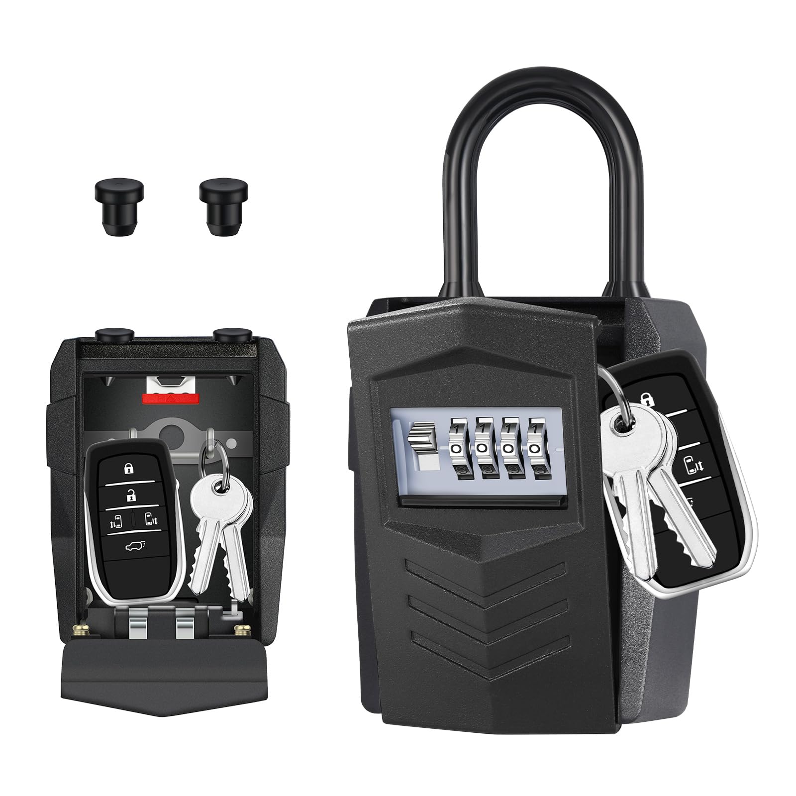 ZHEGE セキュリティキーボックス 壁掛け 鍵 収納 4桁ダイヤル式 盗難防止 大容量 車のキーの保管 日本語説明書付き 住宅、不動産会社、キーシェアリングに適なキーボックス 屋外(ブラック)