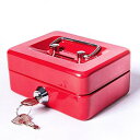 Jssmst(ジェスマット) 手提金庫 キーロック式 キャッシュボックス 貯金箱 金属製 ミニサイズ 軽量 子供 15x12x8cm (赤)