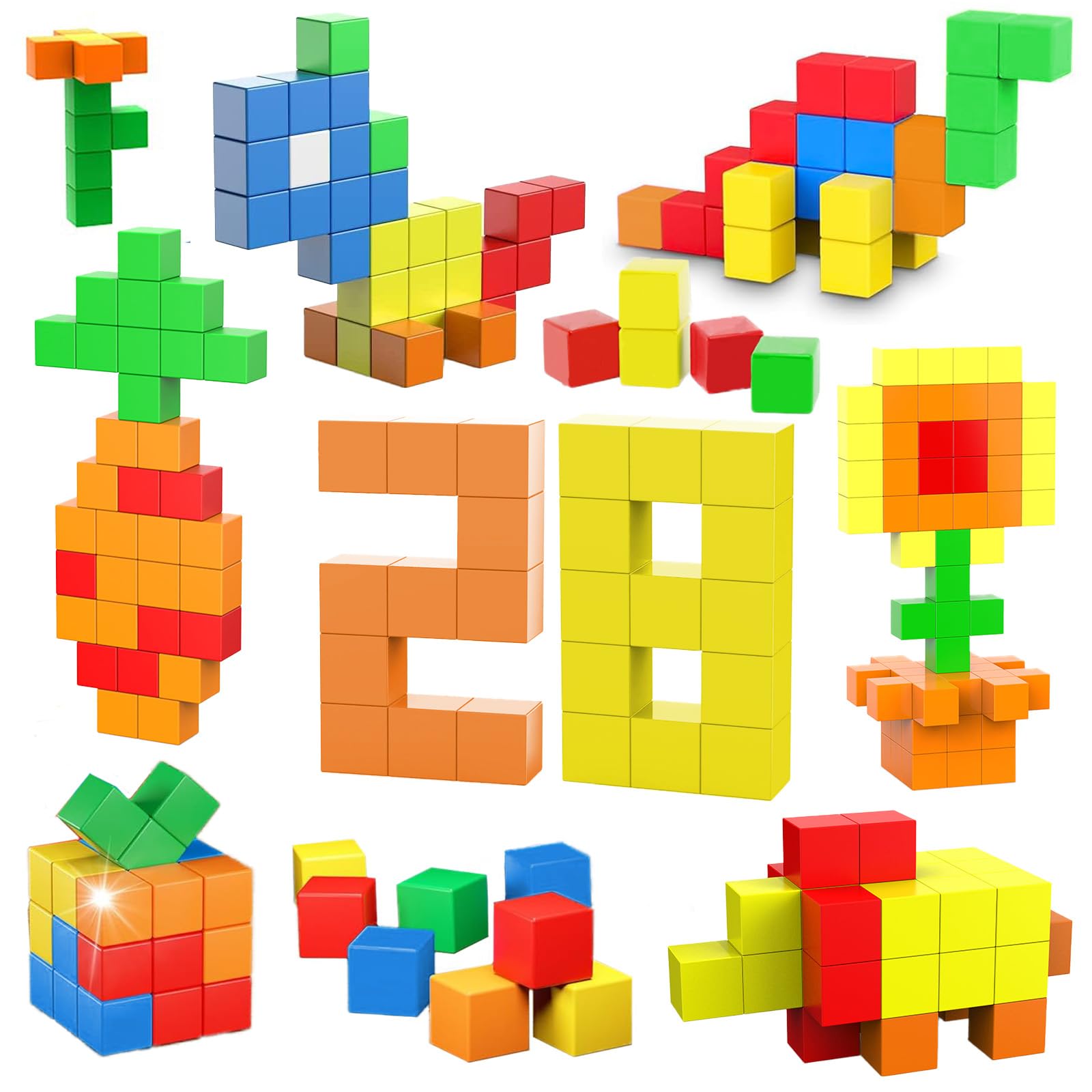 VIXA マグネットキューブ マグネット 磁気おもちゃ 28個 30mm 立体パズル ブロック STEM教育キット積み..