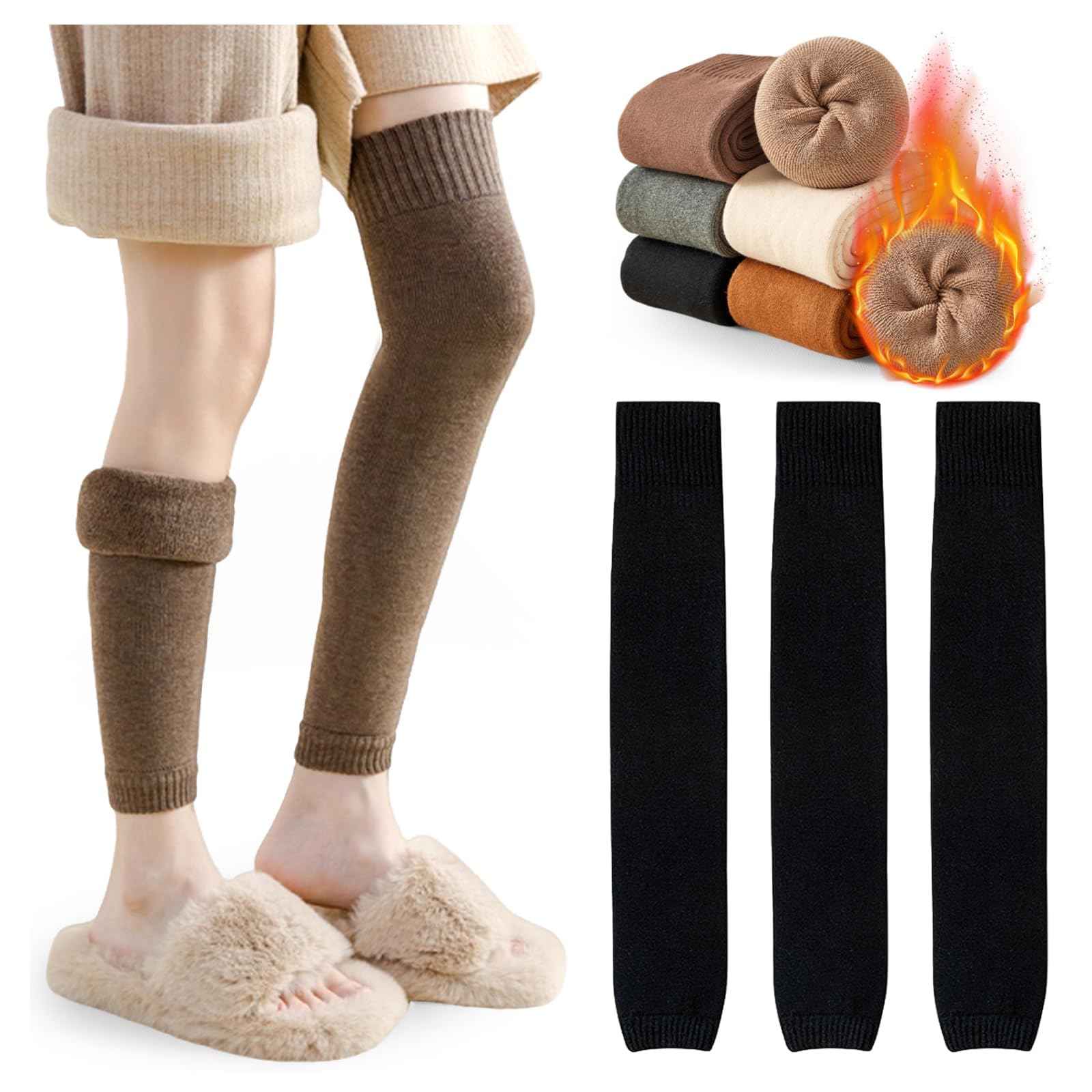 [雲見] レッグウォーマー レディース 暖かい 3足セット 膝冷え防止 裏起毛 保温防寒 秋冬 保温サポーター ロング 膝用レッグウォーマー 弾力性に優れ 脱落しにくい 締め付けない 膝温め 就寝用 通勤 通学用