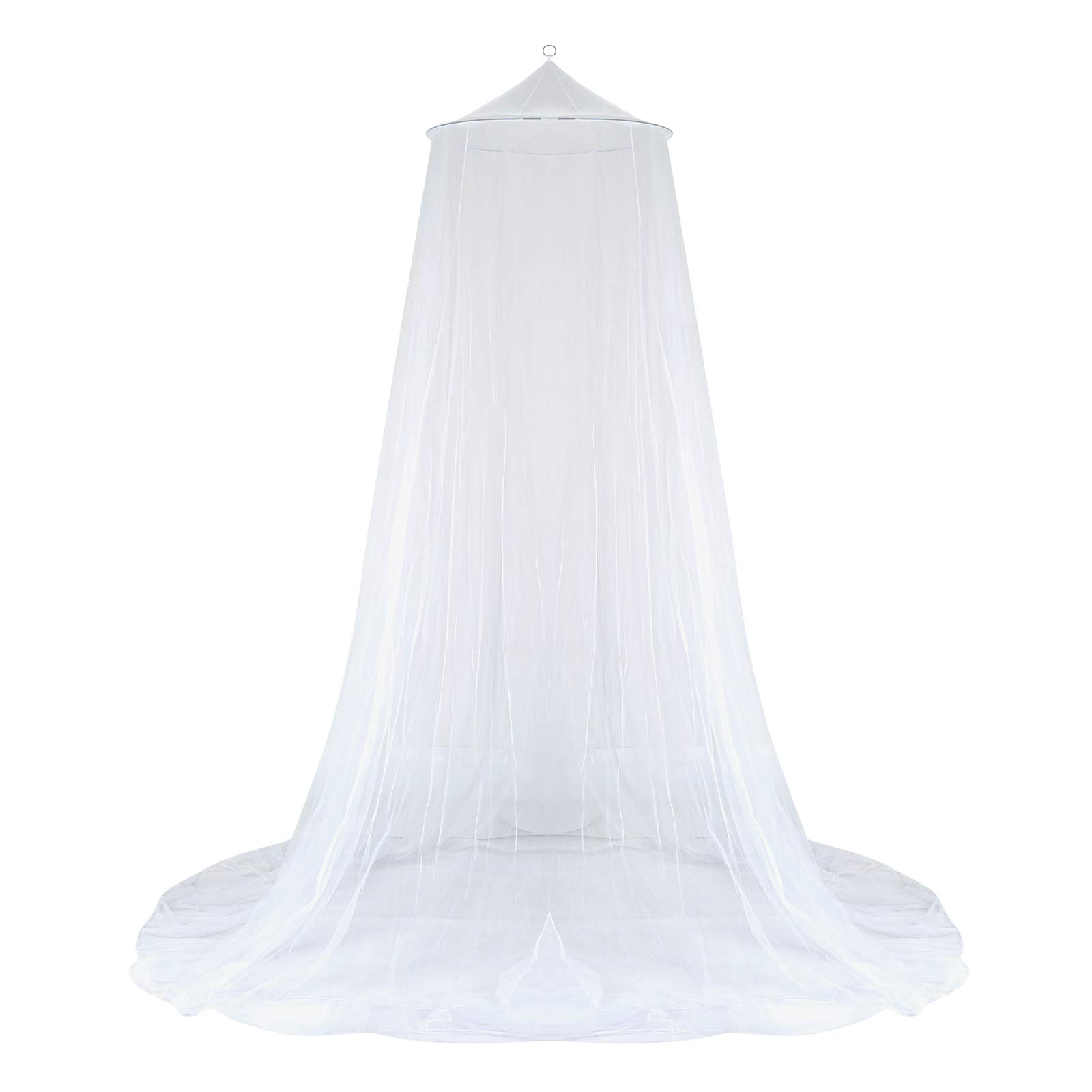 GWHOLE 天蓋カーテン 蚊帳 モスキートネット かや 円形 防虫 防蚊 ホワイト1.8m以下ベッド適用 洗濯可能