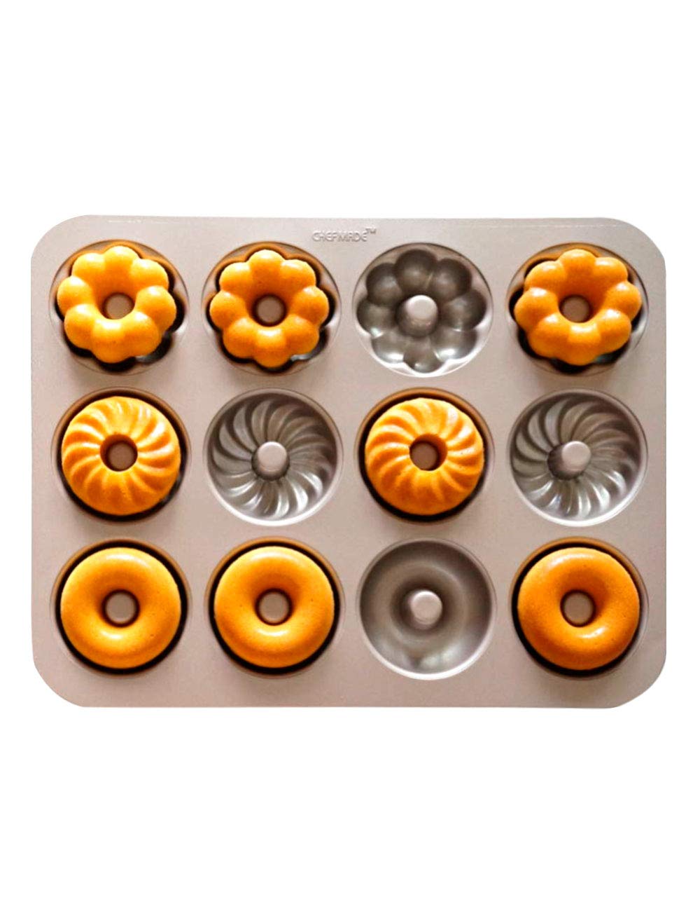 CHEFMADE ドーナツ型 バレンタイン・デー カップケーキ型 12ヶ取 多種類デザイン 粘りにくいケーキ型 (三種類)