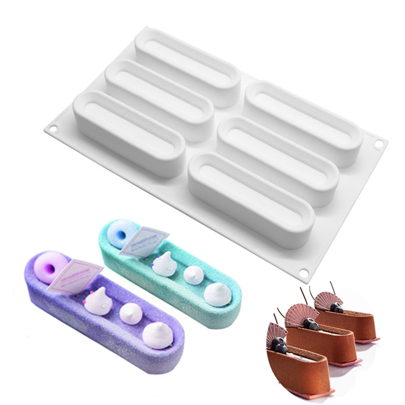 シリコン型 シリコンモールド シリコンムース型 ベーキング チョコレート 型 シリコン 型 ゼリー型 ケーキ 金型 3D抜き型 DIY 家庭用 キッチン 6穴 お菓子の型 楕円球体連続型