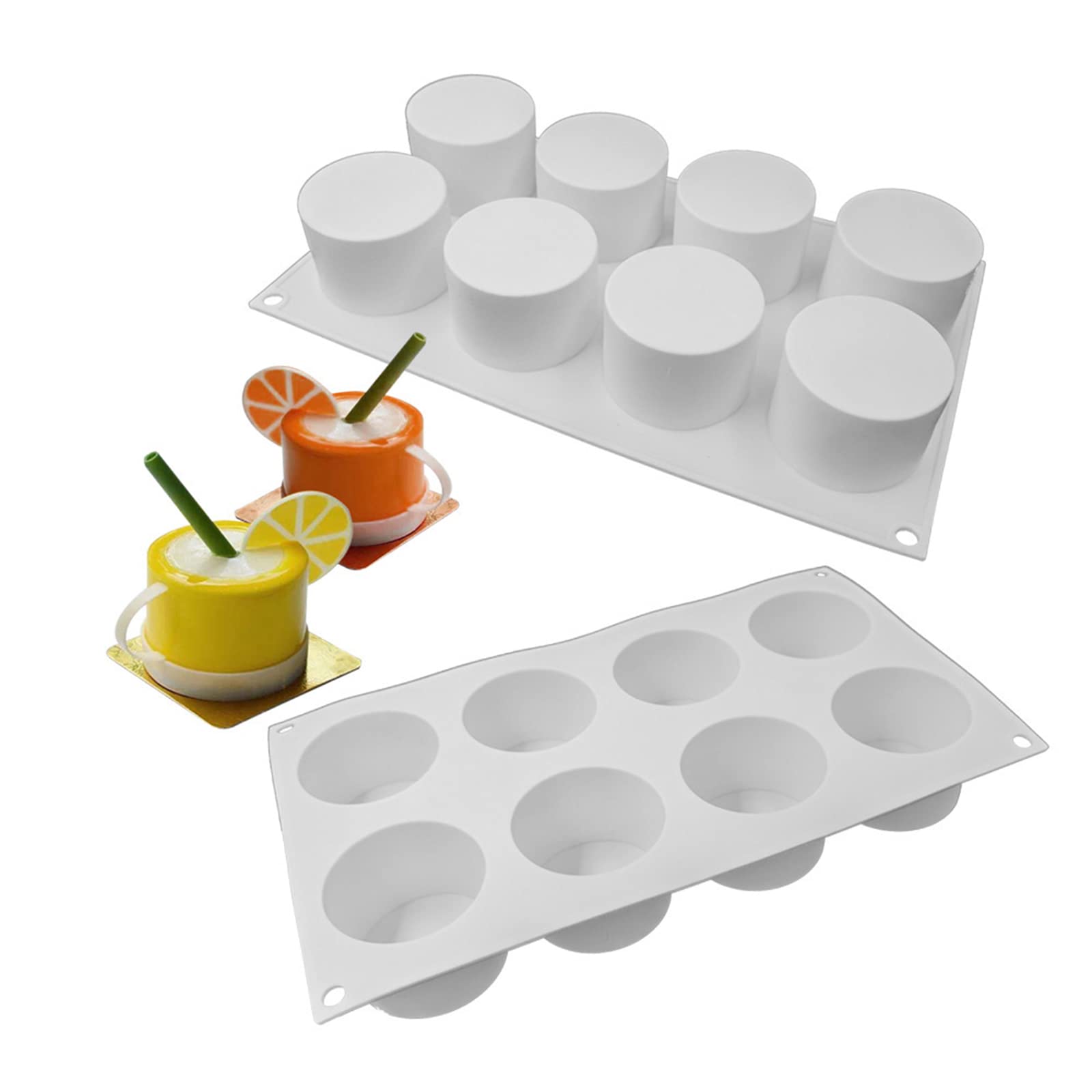 シリコン型 シリコンモールド シリコンムース型 ベーキング チョコレート 型 シリコン 型 ゼリー型 ケーキ 金型 3D抜き型 DIY 家庭用 キッチン 8穴 お菓子の型 円柱型