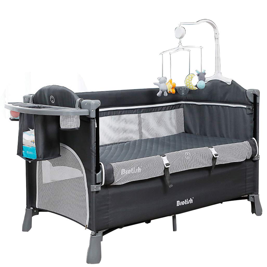 Wondc プレイヤード ベビーベッド サイド昇降可能 ベビーサークル バシネット付き 折りたたみ おむつ交..