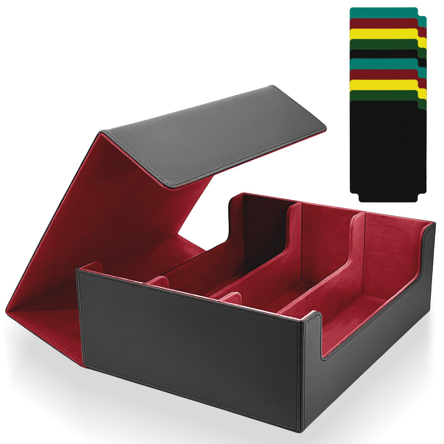 Socpuro マグネット式 デッキケース トレカ用 トレカケース 3列 1800枚 大容量 PUレザー製 マグネット..