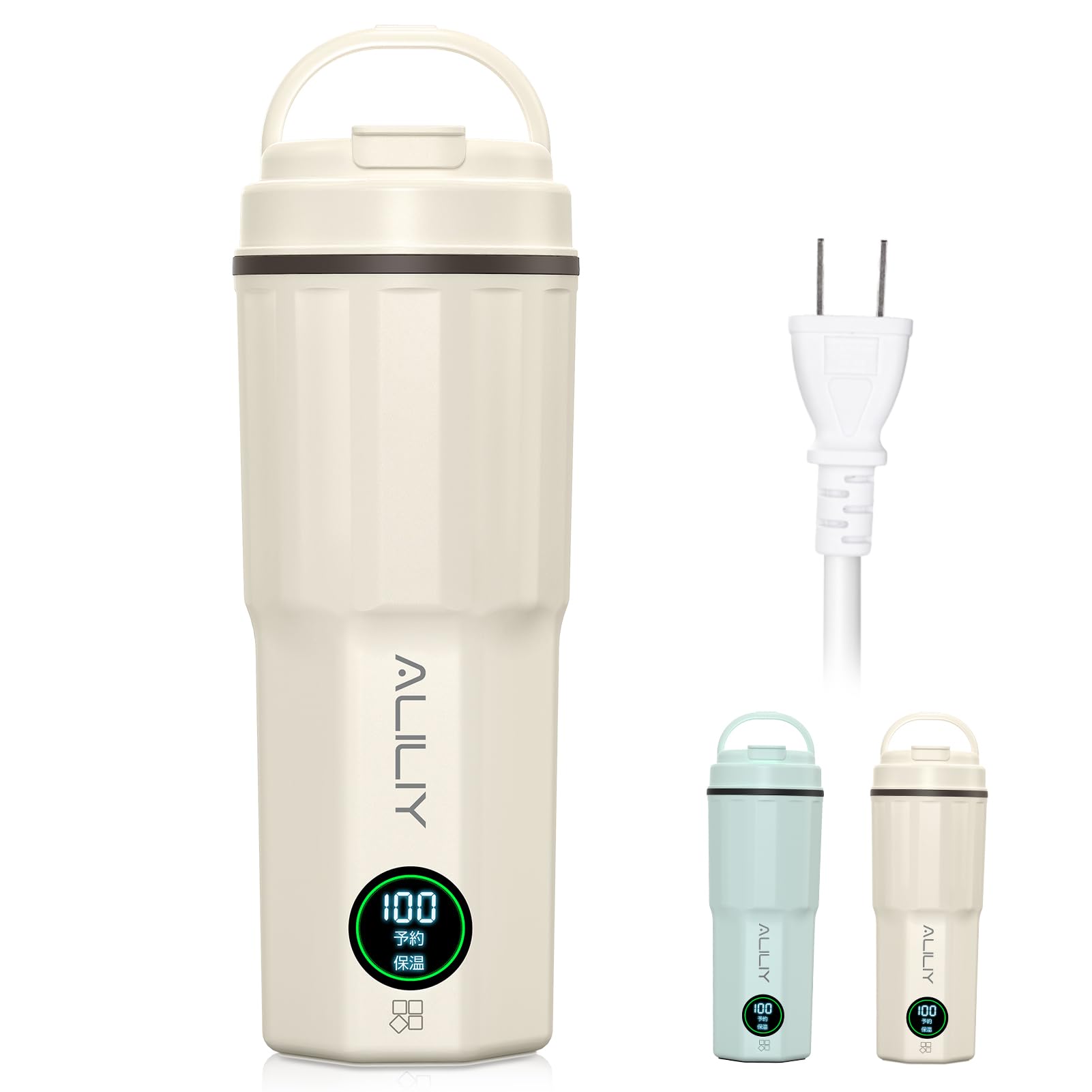 Aliliy 電気ケトル ポータブル トラベルケトル 小型 携帯400ml 湯沸かし 保温 5分急速沸かし 温度調節 ..