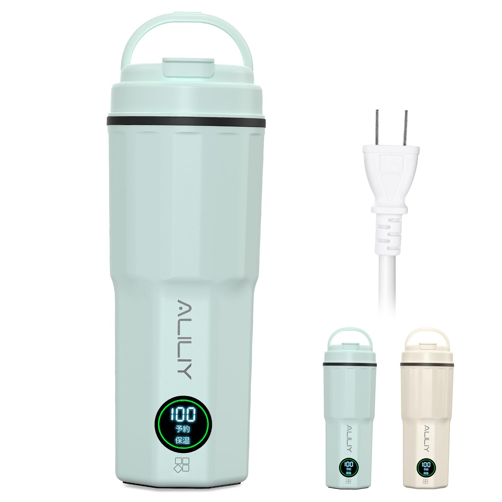 Aliliy 電気ケトル ポータブル トラベルケトル 小型 携帯400ml 湯沸かし 保温 5分急速沸かし 温度調節 ..