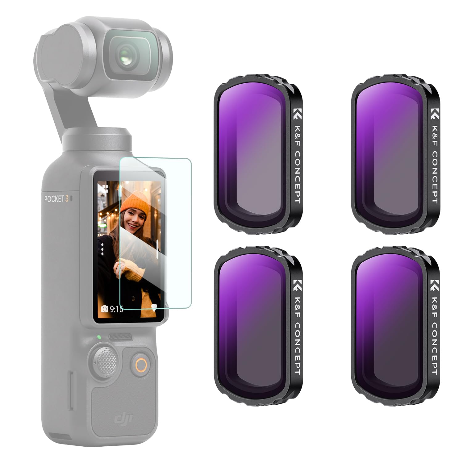 K&F Concept DJI OSMO Pocket 3ѼNDե륿 ND4+ND8+ND16+ND32 NDե륿 ...