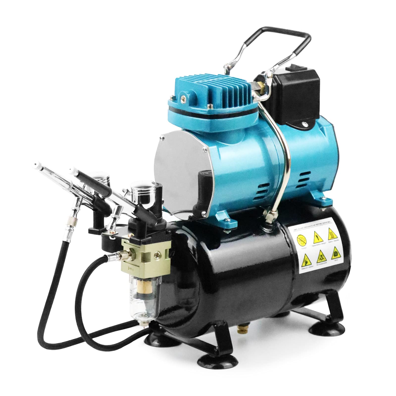 Ausuc エアブラシ コンプレッサー セット 冷却ファン付 オイルレス エアコンプレッサー 静音 スターティングキット 3Lタンク 塗装用具