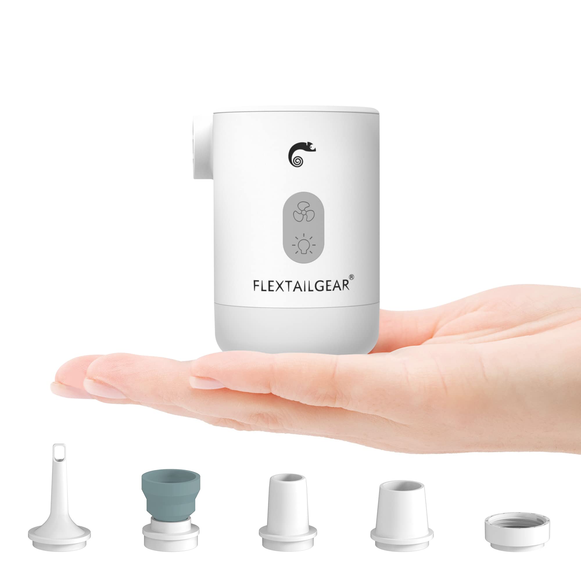 FLEXTAILGEAR エアーポンプ MP2 PRO 電動ポンプ 照明ライト付き 携帯電動エアーポンプ 3600mAh 電池内蔵 スマホに充電対応 モバイルバッテリー アウトドア 空気入れ・空気抜く ポンプ（ホワイト）