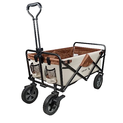 楽天RENEW【SOHAPI】キャリーワゴン キャリーカート アウトドアワゴン キャンプ カート アウトドア用キャリーカート きゃりーわごん 耐荷重150kg 折りたたみ キャンプカート アウトドア 荷物 カート 犬のキャリーカート 軽量 大容量110L 設置簡単 自動