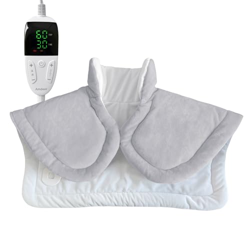 Amdeer 電気肩パッド 電気肩当て 5段階温度切替 4段階切タイマー ふわふわ 高級フランネル生地 加熱 肩..