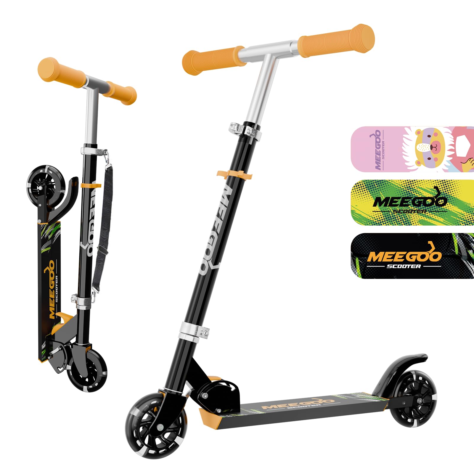 MEE GOO アルミキックスクーター キッズスクーター ライトアップ ABEC-7 LEDホイール&ステム&デッキ付..
