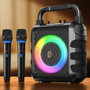 スピーカーセット JYX カラオケセット 家庭用 拡声器 ワイヤレスマイク 2本 Bluetooth 5.1 小型 PAセット 小型 カラオケマシン ポータブルスピーカー SDカード USB AUX Android 対応 ホームパーティー/会議/スピーチ/(3)