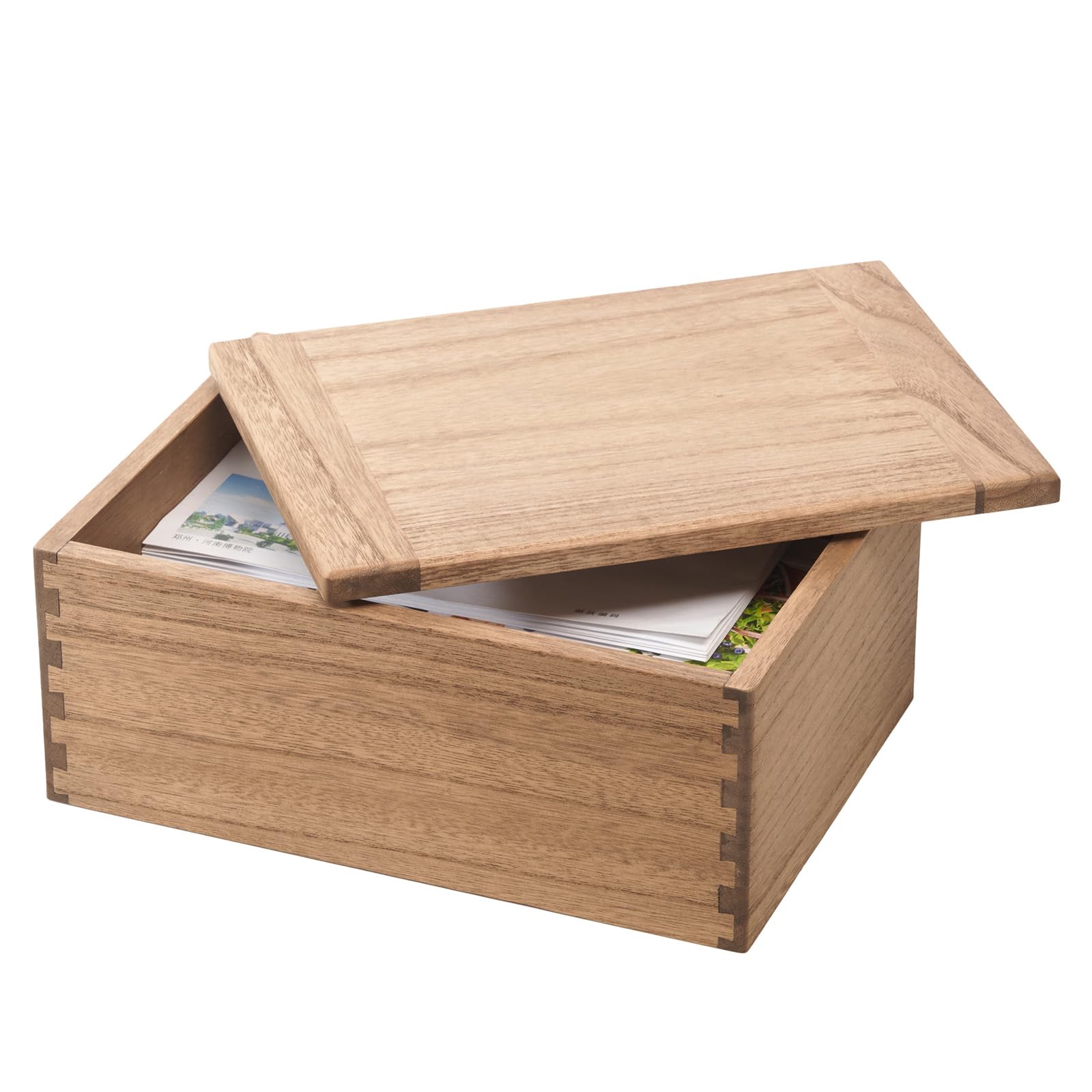 KIRIGEN 収納 ボックス 木製 蓋付き 木箱 ストッカー 小物収納 完成品 ブラウン TQ-SNH-DBR