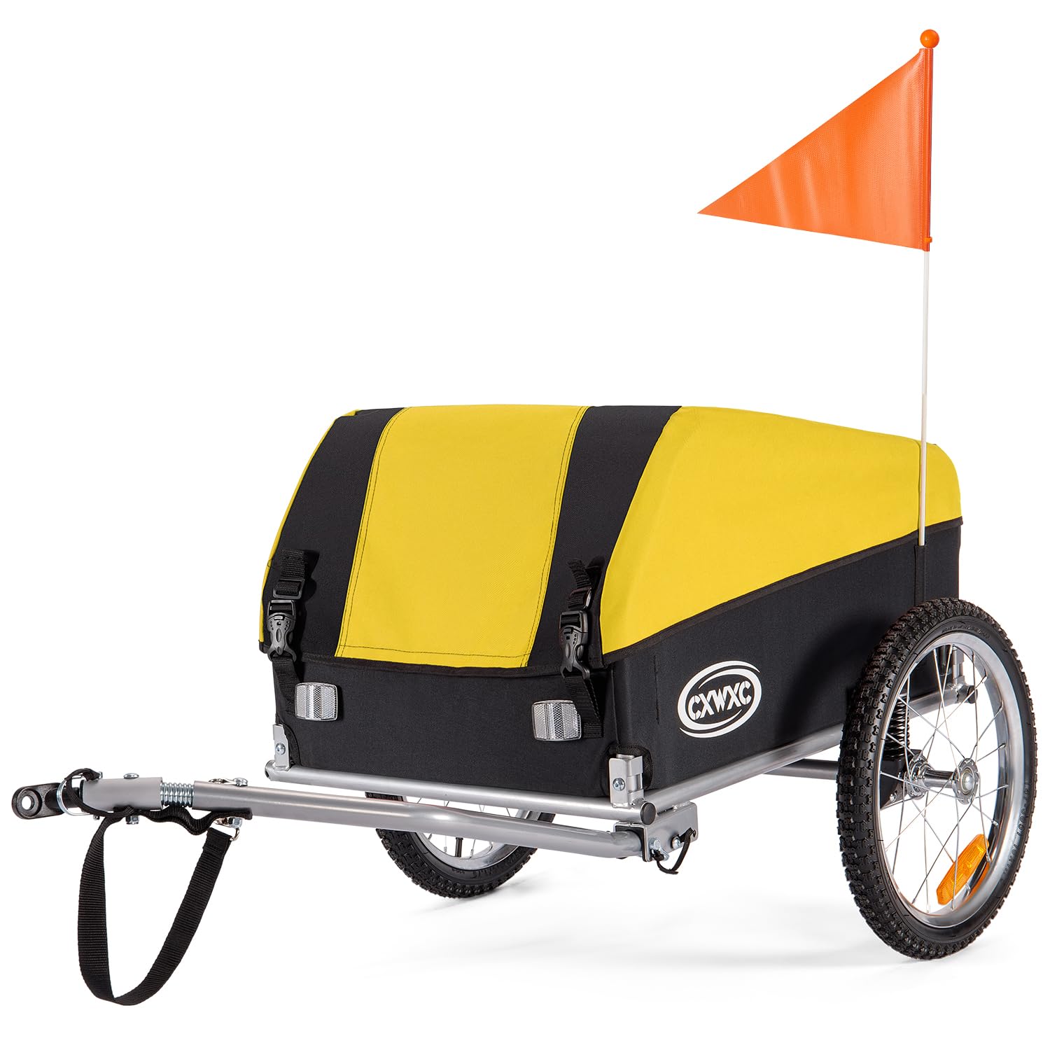 CXWXC サイクルトレーラー サスペンション付き 自転車 トレーラー 折りたたみ 耐荷重40kg 防水カバー付き イエロー（CX-20218）