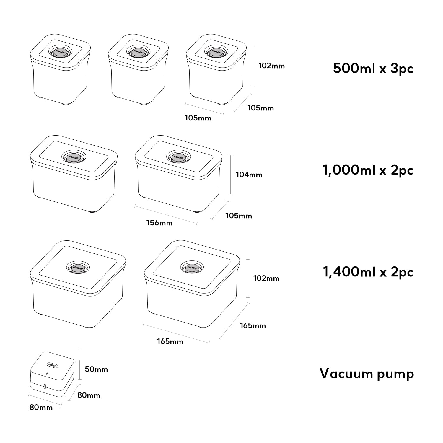 VAKUEN プレミアム真空保存容器&全自動食品シーラー機 ショート8点セット バルブで便利開閉 BPAフリー 100%漏れ防止 非真空保存の容器よりも最大5倍長く食品を新鮮に保存可能 (OT-BASIC SET/8P)