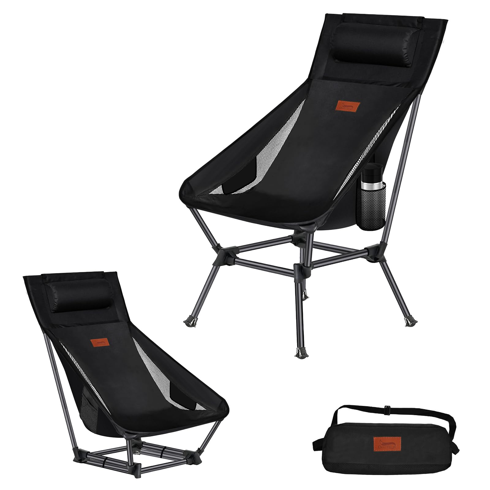 DesertFox アウトドアチェア 2WAY キャンプ椅子 ローチェア 軽量 枕付き ハイバック 単品/セット【独自..