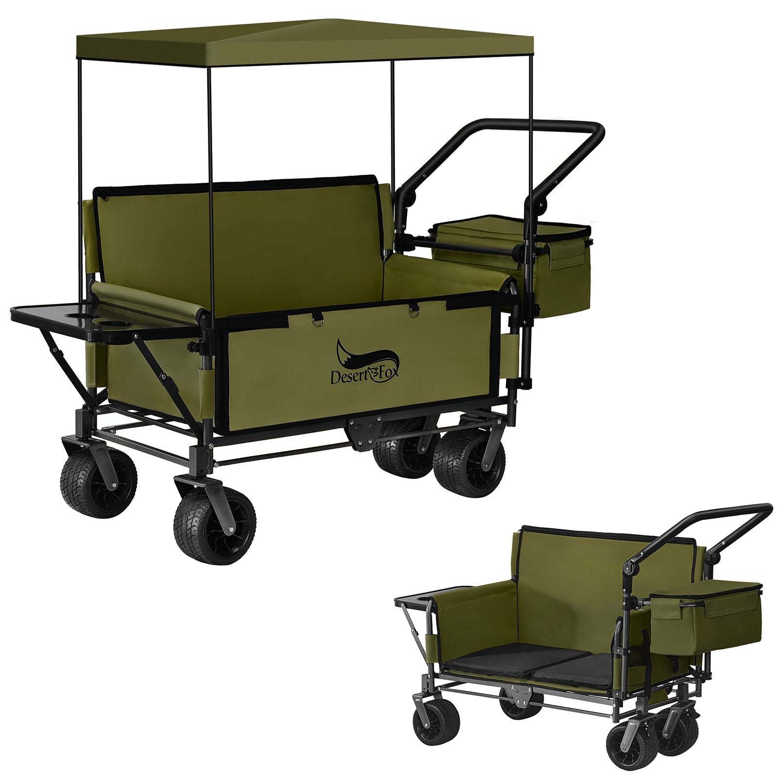 DesertFox キャリーワゴン キャリーカート 【10CM極太タイヤ・ブレーキ付】 3WAY キャンプ 椅子 子供用..