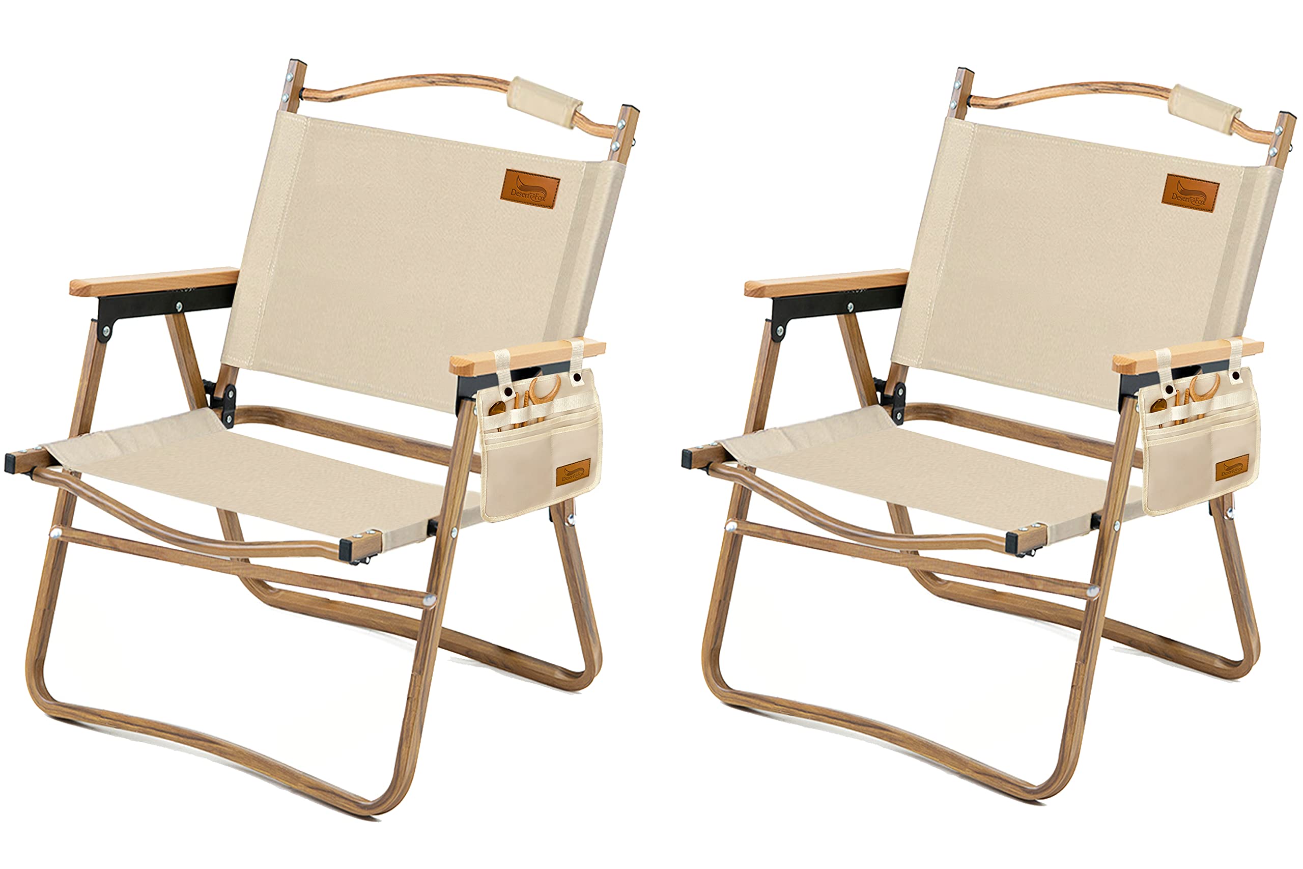 DesertFox アウトドア チェア キャンプ チェア 軽量 2個セット 折りたたみ 椅子 Lサイズ 78X54×51cm 耐荷重 150kg コンパクト 携帯便利 キャンプ椅子 DY001 (クリーム)